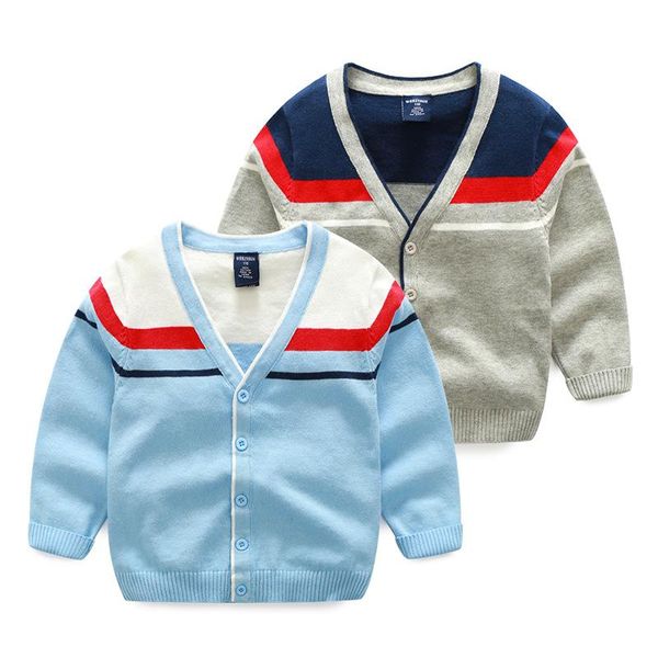 

cardigan knit for boys crochet autumn boy sweater cotton children long sleeve v-neck toddler 2-6t clothing, Blue