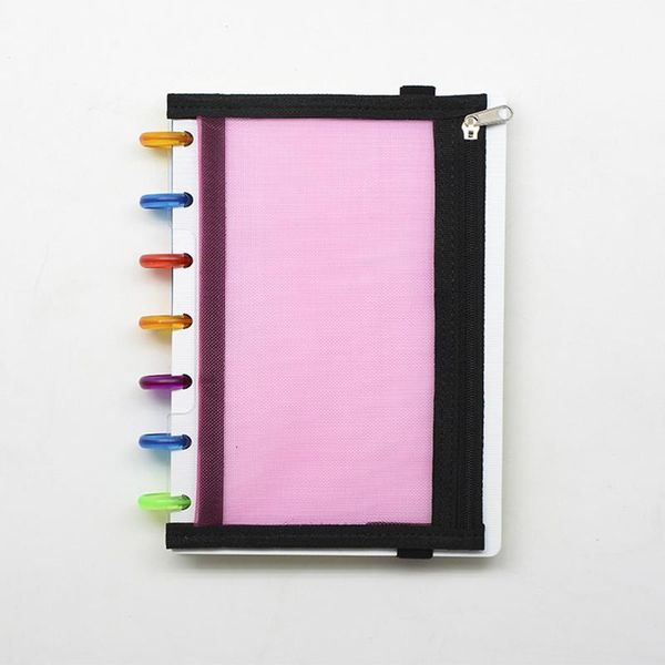 

notepads a5 loose-leaf notepad storage bag pp material cover zipper folders binders file folder document, Purple;pink