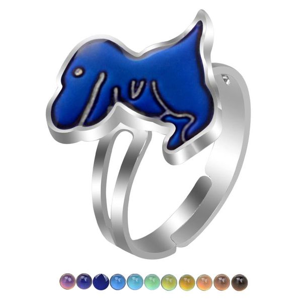 

cluster rings juchao mood ring for women temperature control color dinosaur t-rex adjustable girl magical strange jewelry, Golden;silver