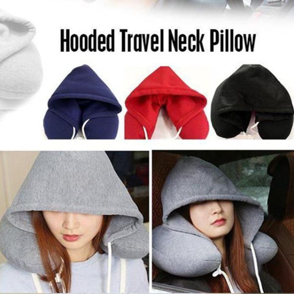 

hooded u-shaped pillow multifunctional breathable micro particle travel nap with hat cervical