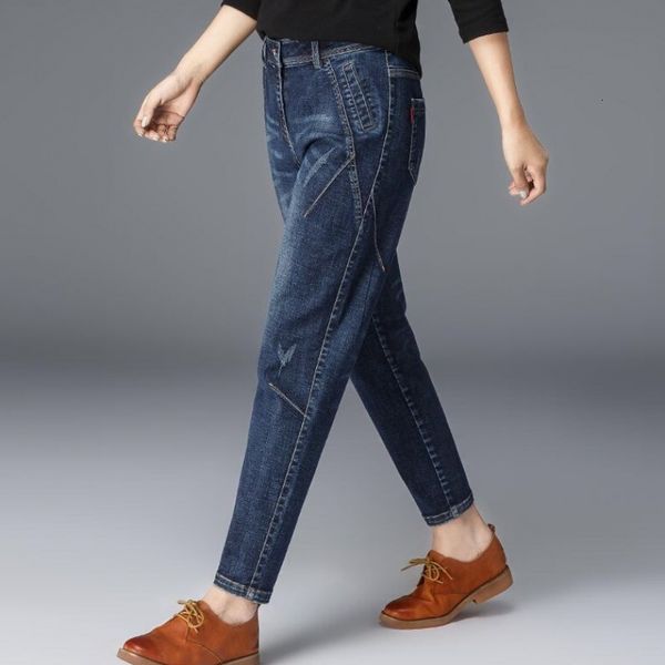 

jeans 2021 for women denim brem pants with high waist in a straight line, Blue