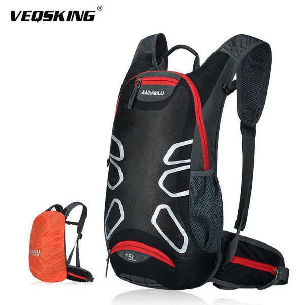 Anmeilu impermeável 15L hiker mochila para mulheres homens bicicleta hidratação backack esporte ao ar livre saco de escalada com cobertura de chuva q0721