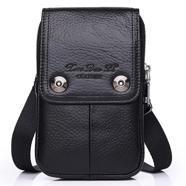 

mens cell phone case belt hip waist bag shoulder bags purse hook bum casual men genuine leather messenger fanny
