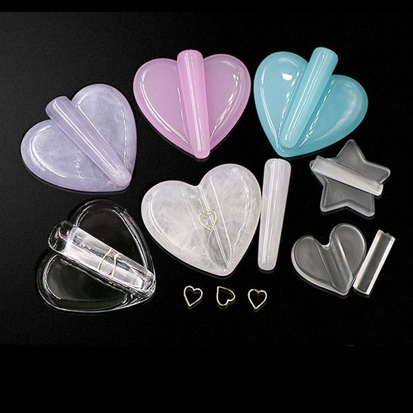 

star heart shape nail art metal slice rivet embossed mold metal frame bend curve making model diy manicure tool, Silver