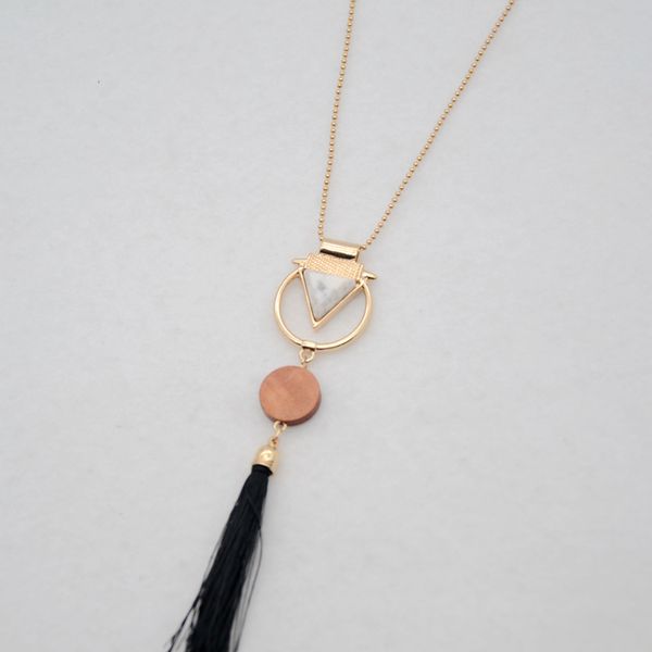 

fashion ladies jewelry new geometric modeling metal choker combination pendant girls long section tassel necklace, Golden;silver