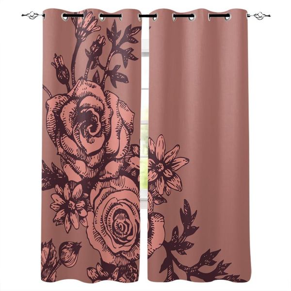 

curtain & drapes vintage flower roses bedroom kitchen home decoration modern children window curtains for living room decorative