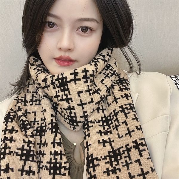 

autumn winter diamond 2021 new brown women's warm japanese and korean versatile temperament thickened fashion scarf, Blue;black