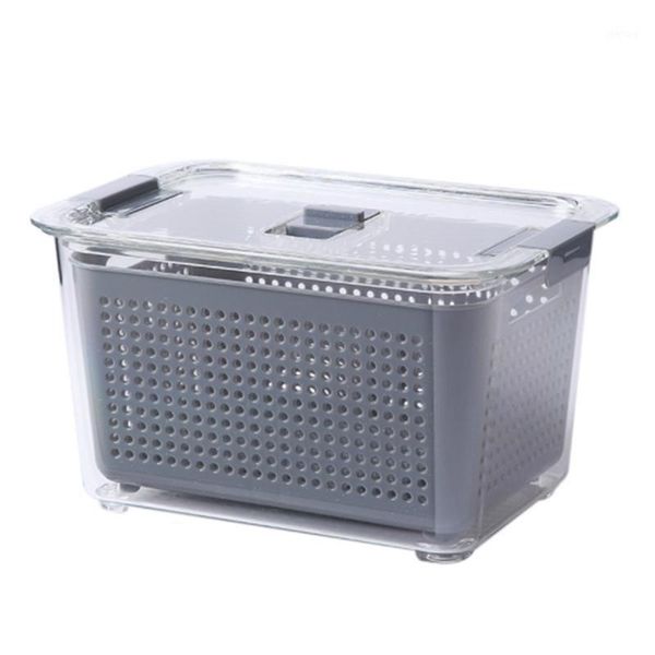 

20x13.5x11.5cm kitchen storage box fresh-keeping refrigerator fruit vegetable drain crisper container bottles & jars