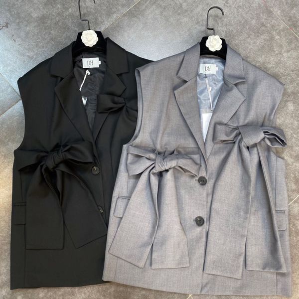 

women's vests female deat vest solid color with no sleeves spring fashion will see ladies bowtie turn-down collar hr398 2d7c, Black;white