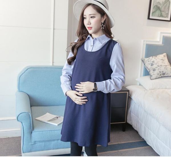 

maternity dresses summer fashion clothes for pregnant women clothing o-neck sleeve 2 colors slim pregnancy dress wear 2021, White