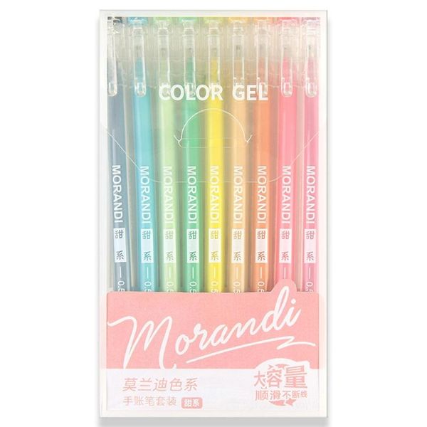 

9pcs morandi gray multi color gel ink pens vintage marker liner 0.5mm ballpoint
