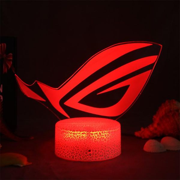 

night lights 16colors-changing rog logo light gameing room for home bedroom decor lamp led 3d kawaii kids
