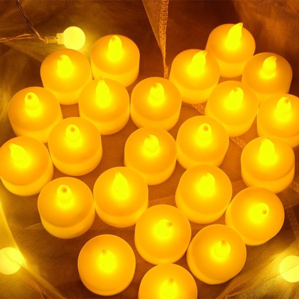 Amarelo colorido ramadan decoração levou vela piscando lâmpada flameless velas casamentos decoração 1lot / 24pcs t2i52176