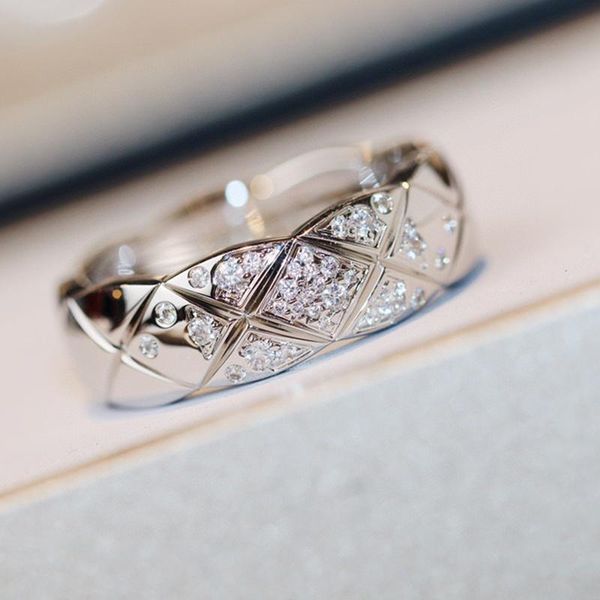

cluster rings brand pure 925 sterling silver jewelry for women men c crush wedding lozenge engagement geometric, Golden;silver