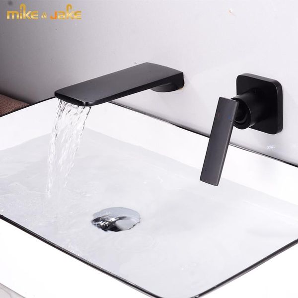 

black wall basin faucet bathroom waterfall mixer and cold water tap style white sink faucets