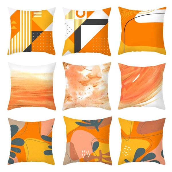 

cushion/decorative pillow orange geometric pattern decorative cushions pillowcase polyester cushion cover throw sofa decoration pillowcover