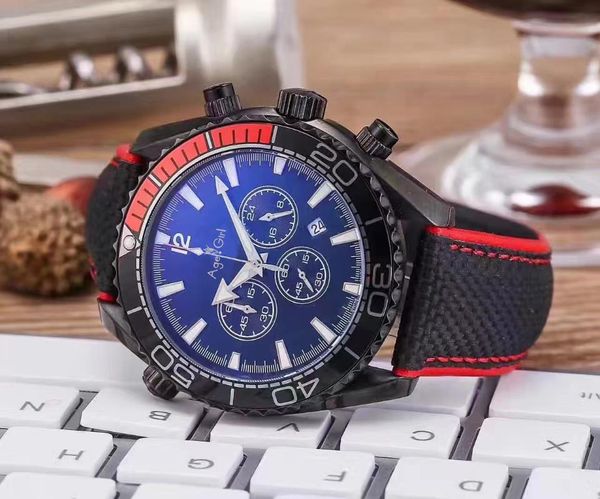 

wristwatches classic 007 men watch ceramic rose gold stainless steel full black red chronograph sapphire satch limited watches, Slivery;brown