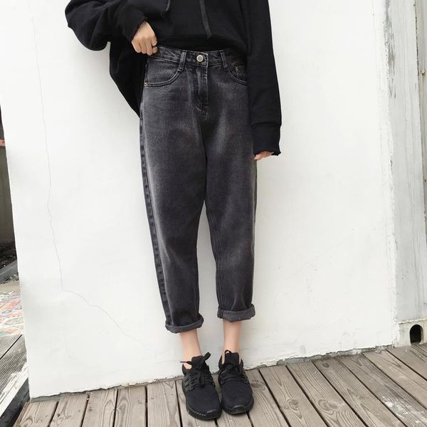 

women's jeans 4xl plus big size panty women spring winter autumn 2021 feminina loose wide-legged thin black denim pants female f0370, Blue