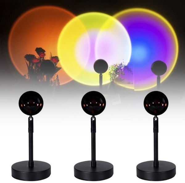 

flash heads usb sunset rainbow red projector led sun projection night light for bedroom bar coffee store wall decoration lighting