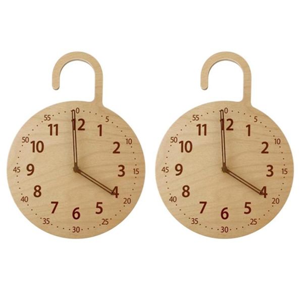 

wall clocks kids room wood round hanging clock nordic hook for baby home decor