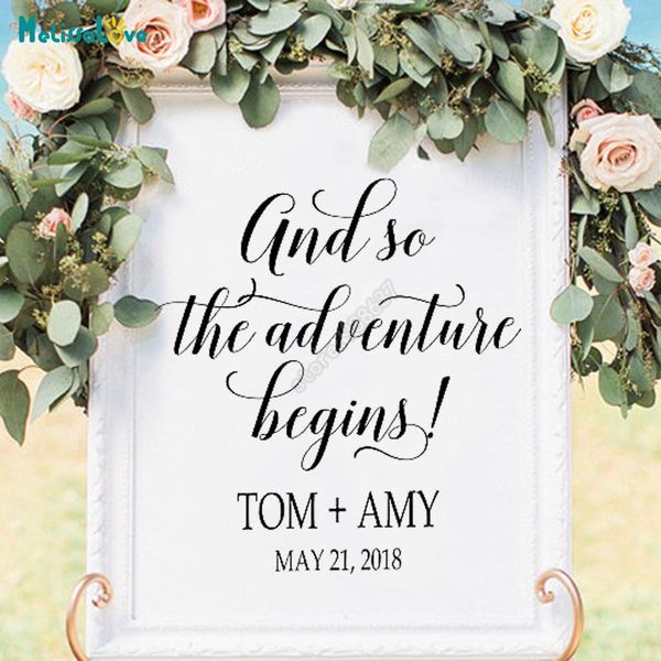 

wall stickers diy wedding board sticker reception sign custom name and date so our the adventure begins welcome b756