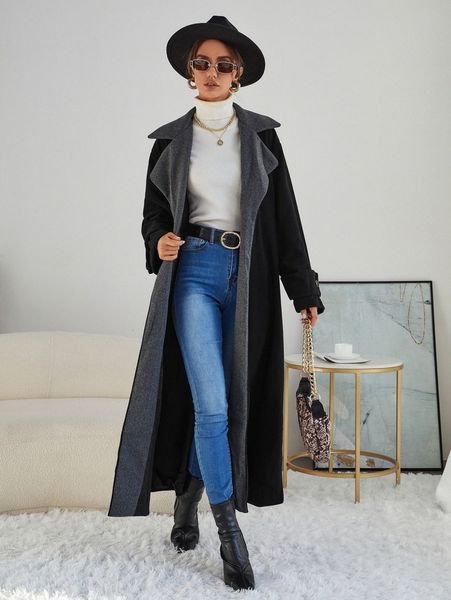 

single button drop shoulder longline overcoat h1qr#, Black