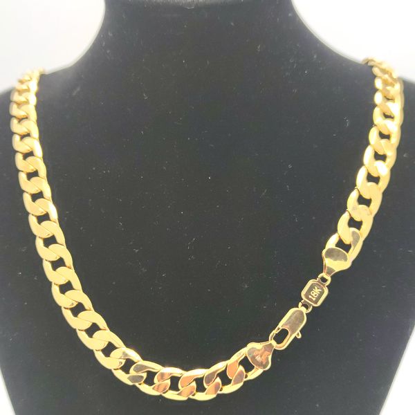 DIY Briefmarke 18k Gold gefüllt Kubaner / Bordsteinkette Kette Halskette Miami PT Vollhip Hip Hop 24