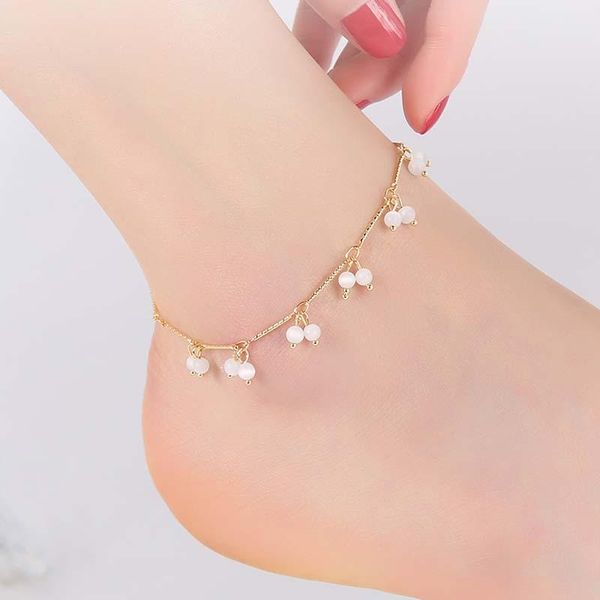 

anklets 2021 summer fashion ankle bracelet for women gift gold plated chain with opal stones, Red;blue