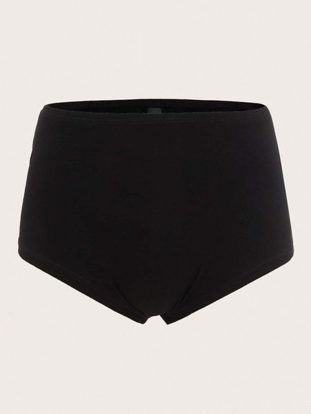 

elastic waist solid biker shorts m46o#, Black