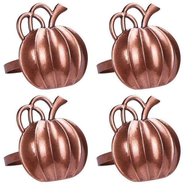 

halloween pumpkin napkin rings, fall vintage alloy holder for thanksgiving day rings