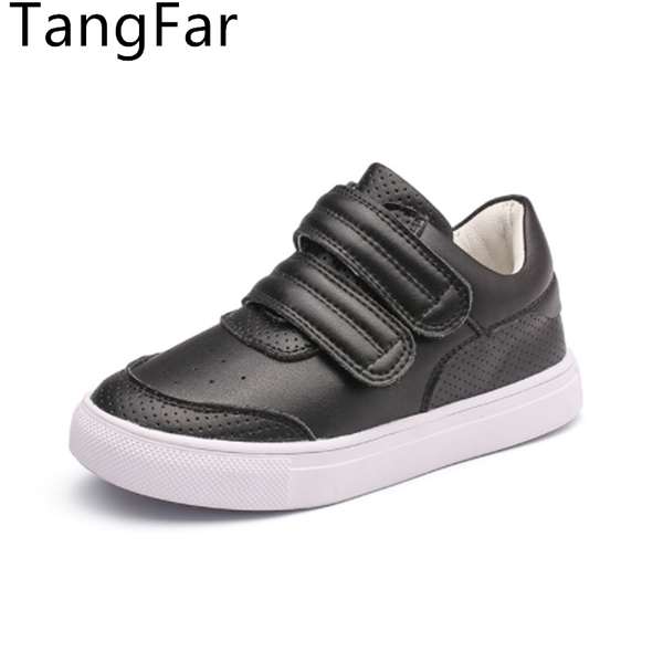 

children white genuine leather causal sneakers breathable mesh solid color kids running shoes round toe boy girl sports, Black;red