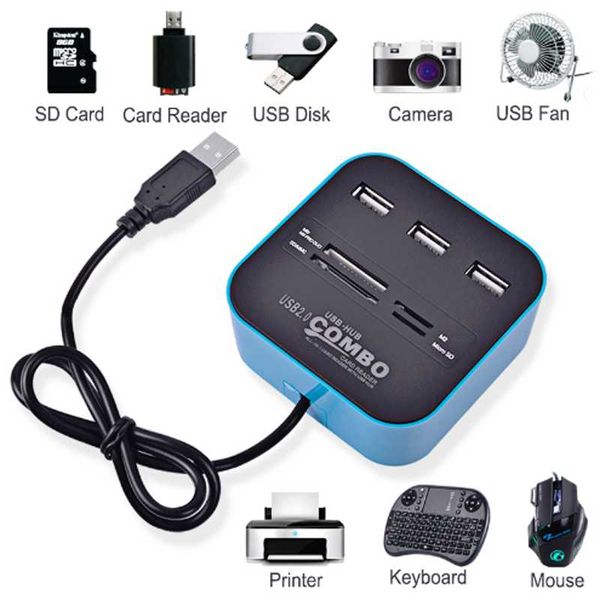 

hubs vipatey micro usb 2.0 hub 3 ports + tf sd card reader slot high speed combo all in one splitter for lapdesktop