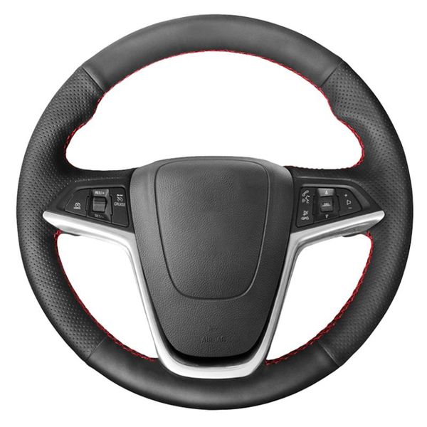

steering wheel covers black artificial leather hand-stitched car cover for mokka cascada 2012-2021 encore 2013-2021