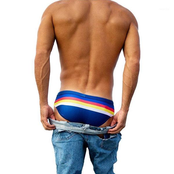 

men\\'s triangle swim shorts striped swimsuit surf beach men's swimwear