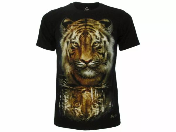 

t shirt tiger knitted shirt sleeve animals black man boy, White;black