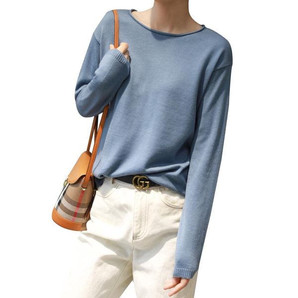 

women's sweaters loose long-sleeved large size wool sweater pullover solid color wild o-neck spring fall knitted bottoming shirt, White;black