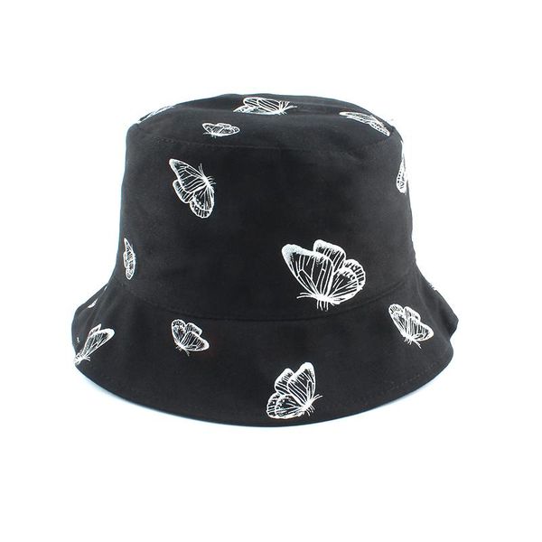 

wide brim hats fashion women ladies butterfly print fisherman hat visor bucket caps outdoor casual reversible, Blue;gray