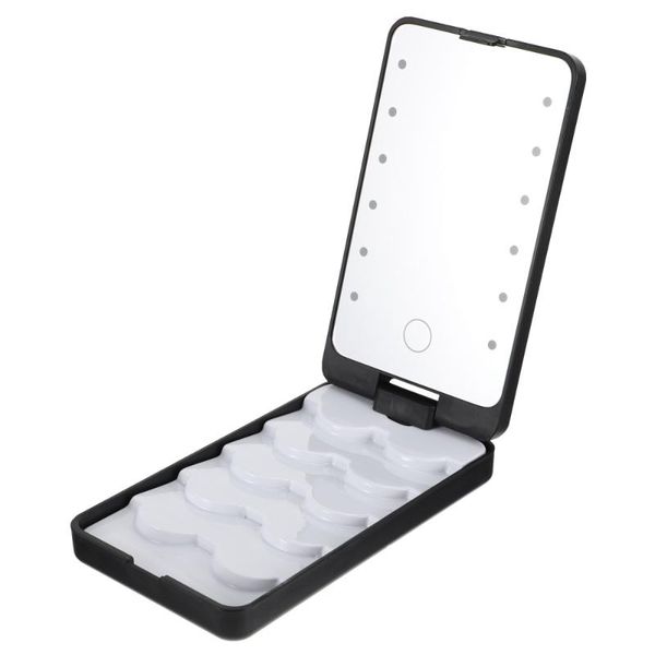 

false eyelash holder case organizer box travel with mirror and led light eyelashes