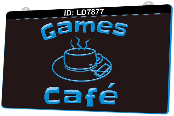 LD7877 Jogos Cafe Light Sign 3d Gravura