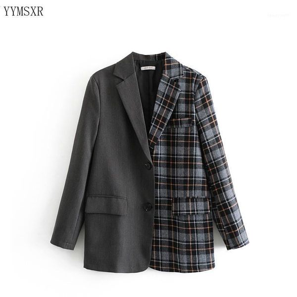 

women's suits & blazers casual patchwork plaid jacket 2021 fall fashion loose ladies blazer elegant female small suit coat, White;black