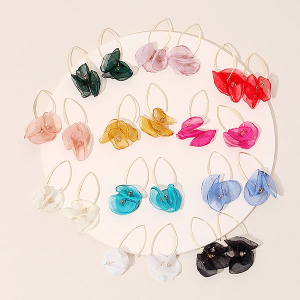 

lace flower earrings hoop for women girl 211222, Golden;silver