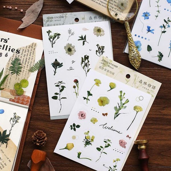 

gift wrap vintag plant flower journal sticker diary hobby diy one sheet scrapbooking material pvc stationery craft supplies