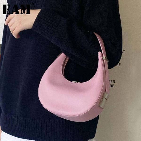 

evening bags [eam] women cute half moon handbag pu leather flap personality all-match crossbody shoulder bag fashion tide 2021 18a3822