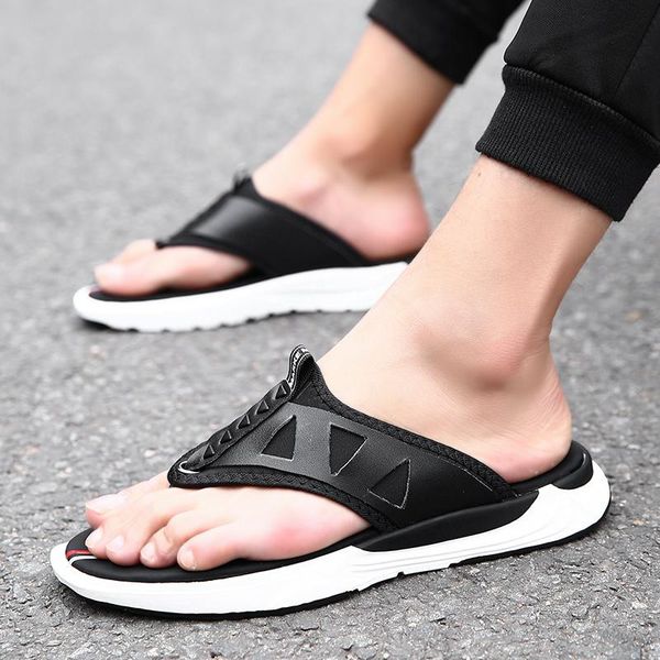 

sandaliade sandals bain slide uomo herren cuir vietnam verano sandles sandale sandel beach couro men da rubber heren 2021 slippers, Black