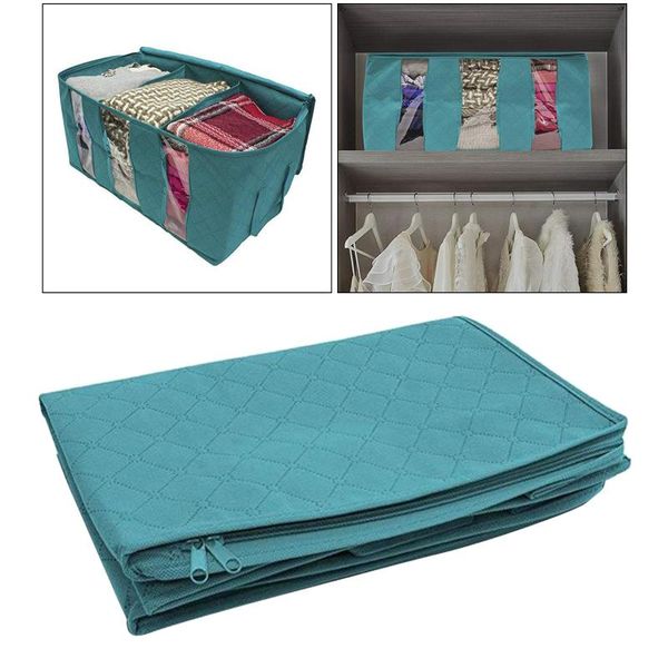 

under bed storage bag foldable clothes organizer with 3 clear windows for bags