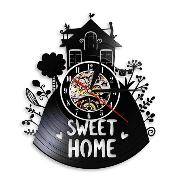 

wall clocks sweet home house clock decor modern design record hanging silent watches art decorative unique gift for her him