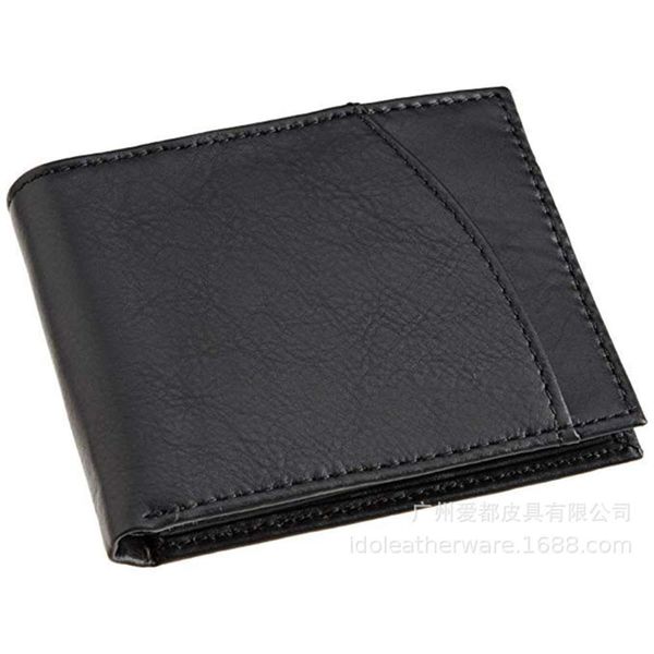 

the wallet leather men's rfid wallet short wallet gift, Black