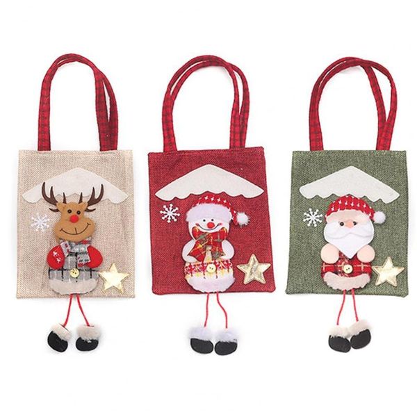 

christmas decorations 3d eye-catching gift bag flax large capacity packaging bags graduation tote for festival