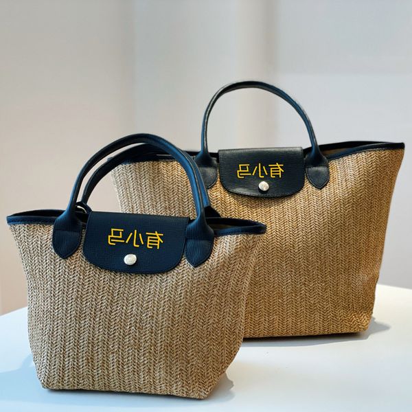 

longxiang straw layer cowhide women's summer 2021 new versatile large capacity tote bag fashion portable shopping