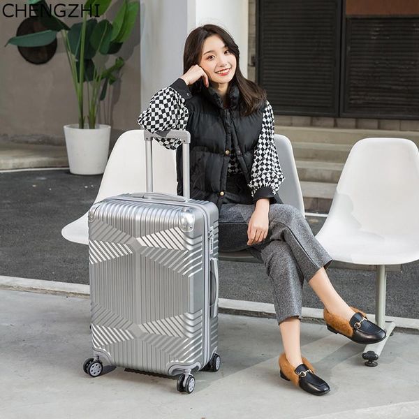 

suitcases chengzhi fashion brand pc rolling luggage ultra light travel suitcase 20"24"28 inch boarding trolley on wheels